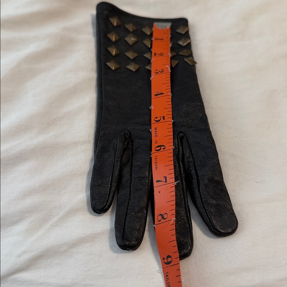 Black Studded Leather Gloves Petite - Picture 9 of 10